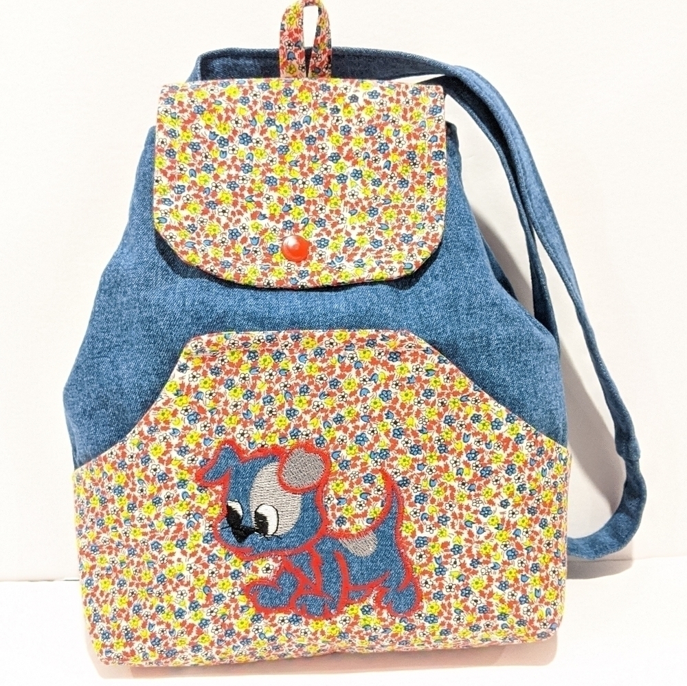 2/$20 denim floral shoulder bag